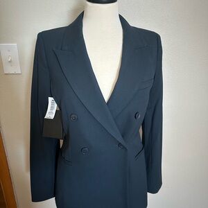 TALULA Blue Double-Breasted Blazer with Peaked Lapels